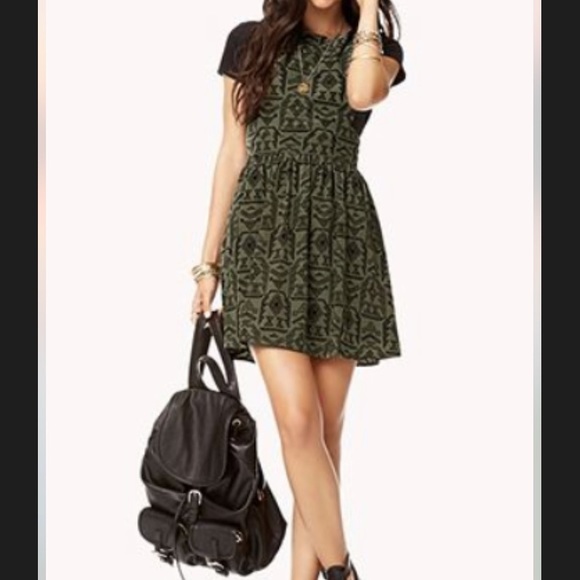 Forever 21 Dresses & Skirts - NWOT F21 Overall Dress Green Tribal Print